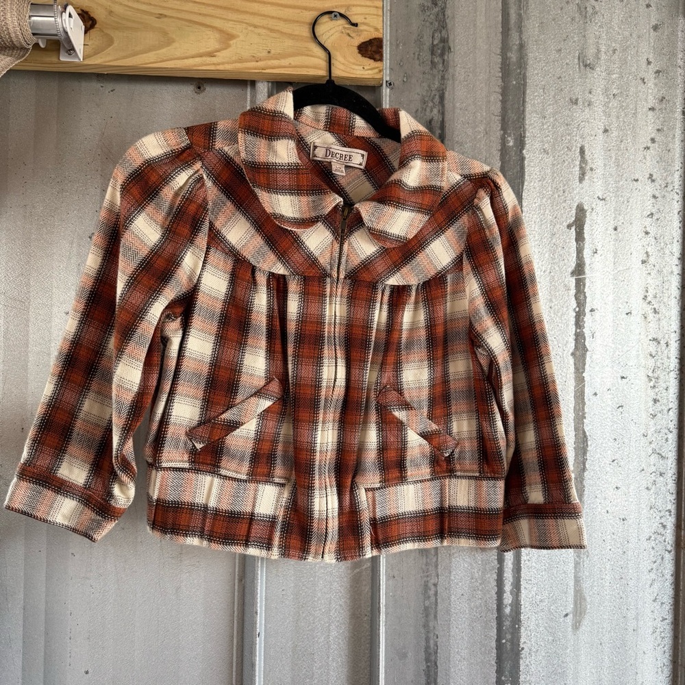 Decree Plaid Jacket with Orange and Cream Tones